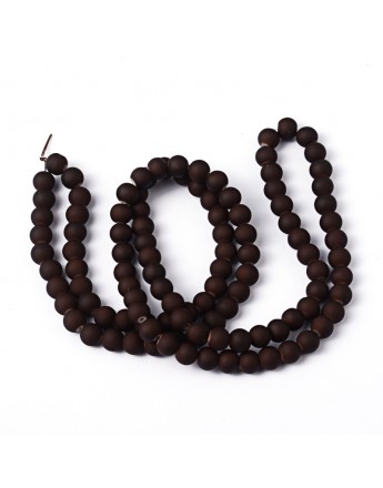 Painted Glass Bead Strands, Rubberized Style, Round, CoconutBrown, 8mm; Hole: 1.3~1.6mm; about 100pcs/strand, 31.4"