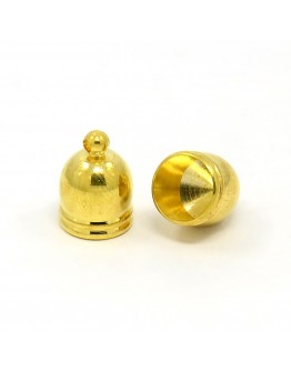 Brass Cord Ends, Golden Color, about 10mm wide, 14mm long, hole: 1.5mm; 8mm inner diameter