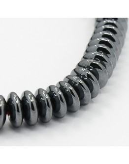 Non-Magnetic Synthetic Hematite Beads Strands, Rondelle, Black, 6.5x2mm, Hole: 1mm; about 145pcs/strand, 16.5"