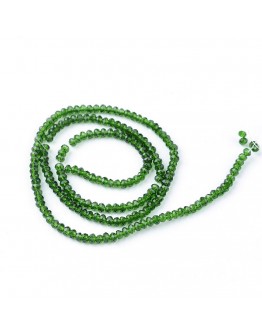 Transparent Glass Beads Strands, Faceted, Abacus, Green, 3x2mm; Hole: 0.5mm, about 200pcs/strand, 16.7"