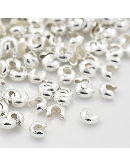 Iron Crimp Beads Covers, Cadmium Free & Nickel Free & Lead Free, Silver, 3mm; Hole: 1.2~1.5mm