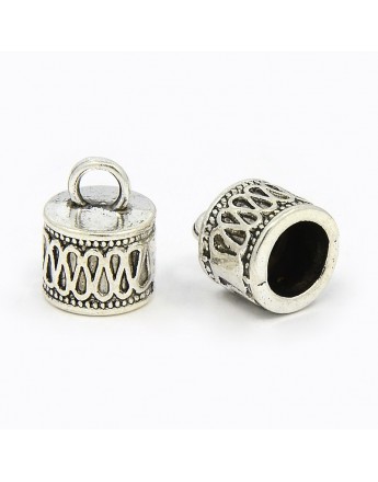 Tibetan Silver Cord Ends, Lead Free and Cadmium Free, Antique Silver Color, about 14.5mm long
