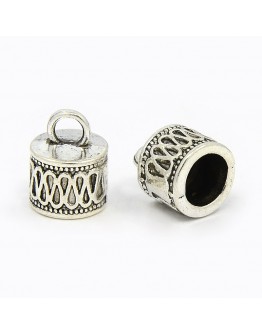 Tibetan Silver Cord Ends, Lead Free and Cadmium Free, Antique Silver Color, about 14.5mm long, 11mm wide
