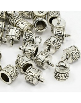 Tibetan Silver Cord Ends, Lead Free and Cadmium Free, Antique Silver Color, about 14.5mm long, 11mm wide