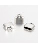 Sendinto sidabro spalvos antgaliai, be švino, matmenys: 12.5x12x4.5mm, skylė: 3mm; 10 vnt./pak.