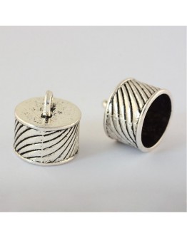 Tibetan Style Alloy Cord Ends, Cadmium Free & Nickel Free & Lead Free, Antique Silver, 16x16mm, Hole: 4mm; about 250pcs/1000g