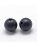 Maistinio silikono karoliukai, apvalūs, juodos spalvos, matmenys: 14~15mm diametro, skylė: 2mm
