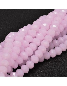 Glass Beads Strands, Faceted Abacus , PearlPink, 8x6mm, Hole: 1mm; about 72pcs/strand, 17"