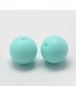 Food Grade Environmental Silicone Beads, Chewing Beads For Teethers, DIY Nursing Necklaces Making, Round, Cyan Size: about 14~15