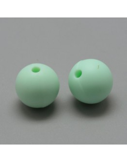 Maistinio silikono karoliukai, apvalūs, žalsvos spalvos, matmenys: 12mm diametro, skylė: 2mm