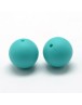 Maistinio silikono karoliukai, apvalūs, žalsvai mėlynos spalvos, matmenys: 14~15mm diametro, skylė: 2mm
