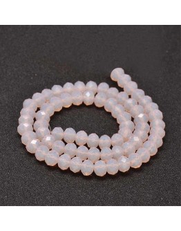 Glass Beads Strands, Faceted Abacus , Pink, 8x6mm, Hole: 1mm; about 72pcs/strand, 17"