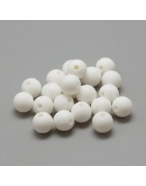 Maistinio silikono karoliukai, apvalūs, baltos spalvos, matmenys: 18~20mm diametro, skylė: 2mm