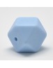 Maistinio silikono karoliukai, briaunuoto kubo formos, melsvos spalvos, matmenys: 14x14x14mm diametro, skylė: 2mm