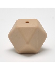 Maistinio silikono karoliukai, briaunuoto kubo formos, rusvos spalvos, matmenys: 14x14x14mm diametro, skylė: 1~2mm