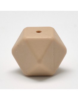 Maistinio silikono karoliukai, briaunuoto kubo formos, rusvos spalvos, matmenys: 14x14x14mm diametro, skylė: 1~2mm