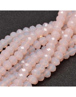 Glass Beads Strands, Faceted Abacus , Pink, 8x6mm, Hole: 1mm; about 72pcs/strand, 17"