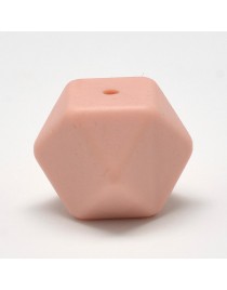 Maistinio silikono karoliukai, briaunuoto kubo formos, persiko spalvos, matmenys: 14x14x14mm diametro, skylė: 1~2mm