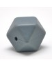 Maistinio silikono karoliukai, briaunuoto kubo formos, pilkos spalvos, matmenys: 14x14x14mm diametro, skylė: 2mm