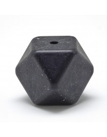 Maistinio silikono karoliukai, briaunuoto kubo formos, juodos spalvos, matmenys: 14x14x14mm diametro, skylė: 2mm