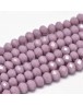 Stiklo karoliukai, apvalūs, plokšti, briaunuoti, violetiniai, matmenys: 8x6mm; skylė: 1.0mm; apie 72 vnt./gijoje