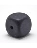 Maistinio silikono karoliukai, kubo formos, juodos spalvos, matmenys: 13x13x13mm diametro, skylė: 2mm