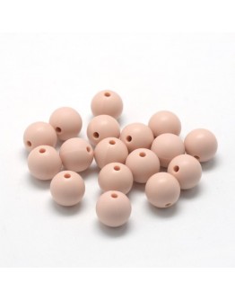 Maistinio silikono karoliukai, apvalūs, kreminės spalvos, matmenys: 8~10mm diametro, skylė: 1~2mm