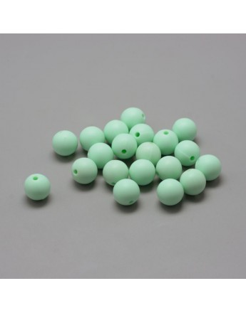 Maistinio silikono karoliukai, apvalūs, šviesios žalios spalvos, matmenys: 8~10mm diametro, skylė: 1~2mm