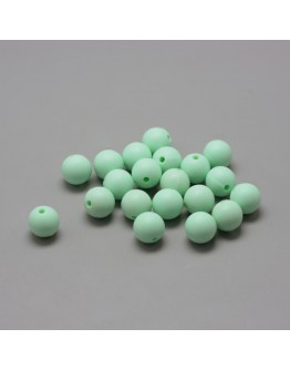 Maistinio silikono karoliukai, apvalūs, šviesios žalios spalvos, matmenys: 8~10mm diametro, skylė: 1~2mm