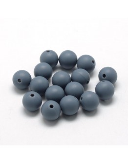 Maistinio silikono karoliukai, apvalūs, pilkos spalvos, matmenys: 8~10mm diametro, skylė: 1~2mm