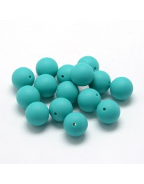 Maistinio silikono karoliukai, apvalūs, žaliai mėlynos spalvos, matmenys: 12mm diametro, skylė: 2mm