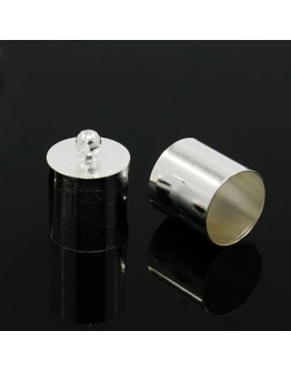Žalvarinis sidabro spalvos antgalis, matmenys: 14x10mm, skylė: 1mm; vidinis diametras: 9mm