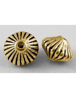 Tibetan Style Beads, Antique Golden Color, Lead Free & Cadmium Free, Bicone Size: about 7.8mm in diameter, 5.5mm thick, hole: 1m