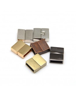 Rectangle Zinc Alloy Magnetic Clasps, Mixed Color, 18x16x6mm, Hole: 3x13mm