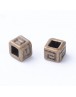 Tibetan Style Alloy Bead Spacers, Cuboid, Cadmium Free & Nickel Free & Lead Free, Antique Bronze, 4.5x4.5x4mm, Hole: 2x2mm; 10pc
