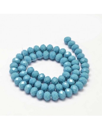 Glass Beads Strands, Faceted Abacus , SteelBlue, 8x6mm, Hole: 1mm; about 72pcs/strand, 17"