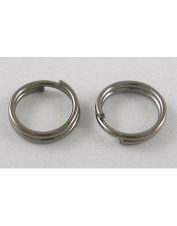 Tamsaus metalo spalvos, jungimo žiedai, dvigubi, be nikelio, matmenys: 6mm diametro, 0.7mm storio; apie 4.6mm vidinio diametro, 