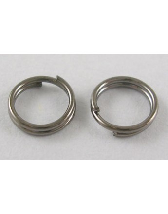 Tamsinto metalo, geležiniai jungimo žiedai, dvigubi, matmenys: 6mm diametro, 0.7mm storio; vidinis diametras ~4.6mm; 30 vnt./pak