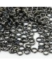 Tamsinto metalo, geležiniai jungimo žiedai, dvigubi, matmenys: 5mm diametro, 0.7mm storio; vidinis diametras ~3.6mm; 30vnty./pak