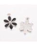 Alloy Enamel Pendants, Flower, Platinum, 17~18x13~13.5x1.5~2mm, Hole: 2mm