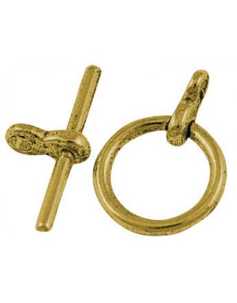 Sendinto aukso spalvos, kilpos tipo užsegimas, matmenys: kilpa: 12mm diametro, segtukas: 19mm ilgio, 3mm pločio, skylė: 2mm