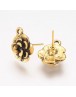 Sendinto aukso spalvos, auskarų ruošiniai, gėlytės formos, be švino ir kadmio, matmenys: ~14x11.5mm pločio, smeigtukas: 1mm; 4vn