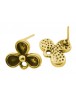 Alloy Earstuds, Antique Golden, Nickel Free, Flower: about 14mm long, 12mm wide, 2.5mm thick, pin: 0.8mm thick